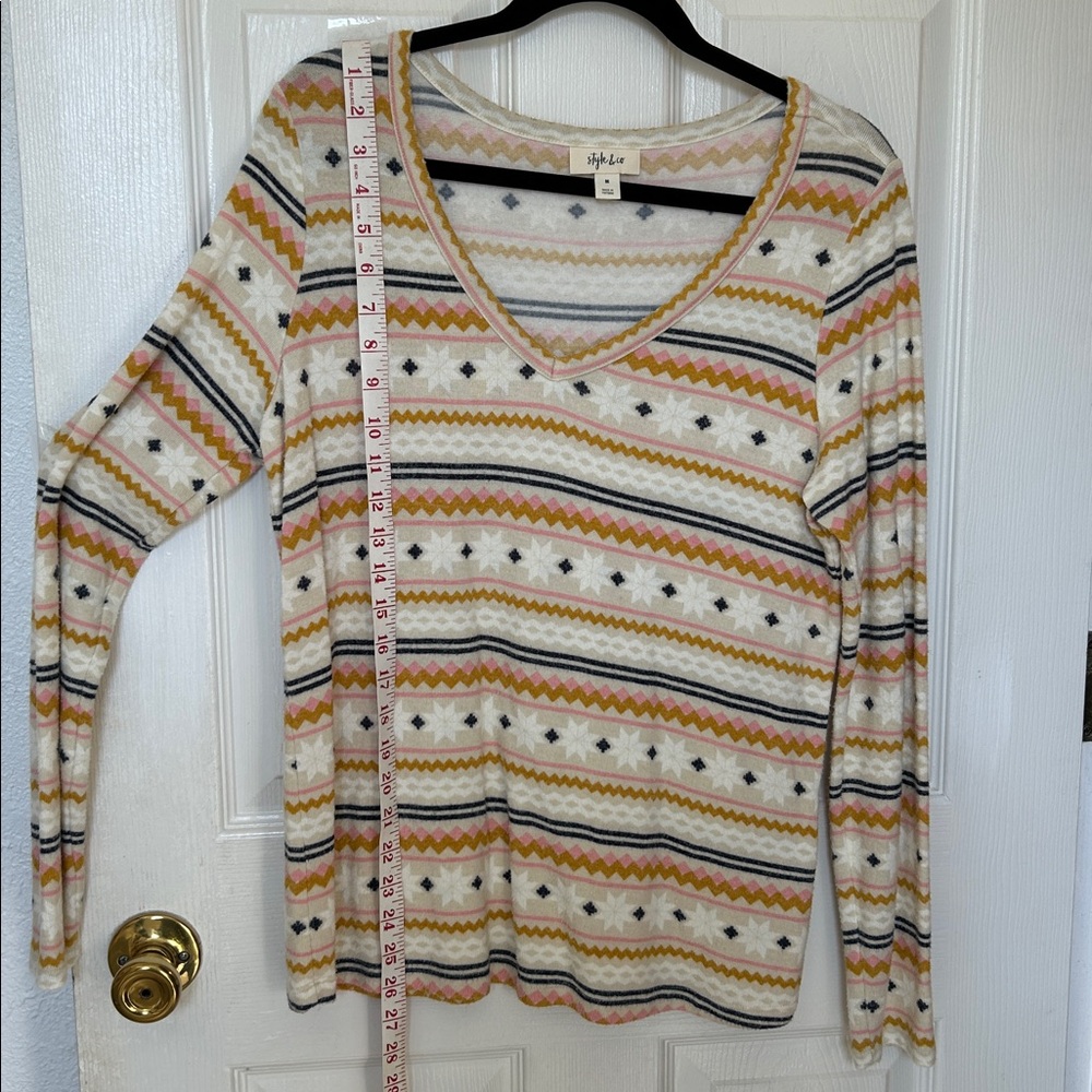 Style & Co. Multicolor Patterned Long Sleeve V Ne… - image 8